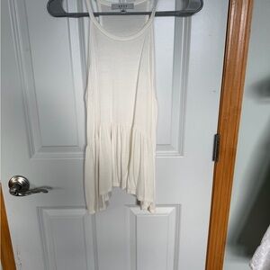 Gaze White Asymmetrical Tank Top